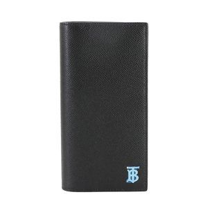 Burberry TB Bifold Long Wallet in Black Leather with Silver Hardware, 8062692